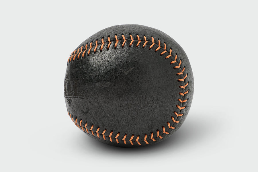 Black leather, orange stitches