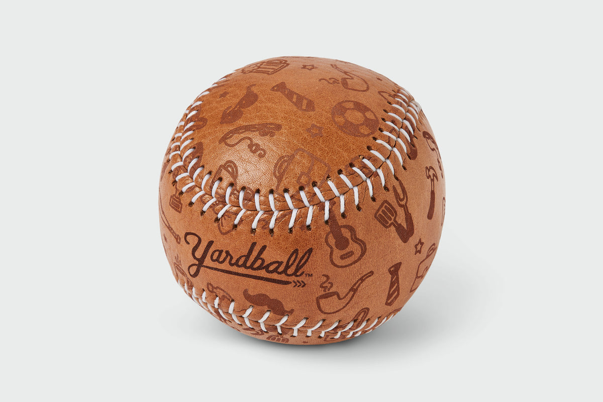 Father's Day Yardball, angled view of engraving
