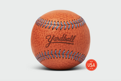 Glove Tan Yardball with powder blue stitching - handmade leather catch ball with contrasting thread detail
