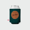 Yardball drink sweater in green wool with a leather patch
